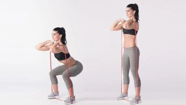 Resistance-band-squatting-exercise