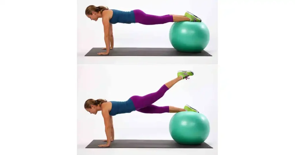 Push-Up on a Stability Ball with Leg Lift
