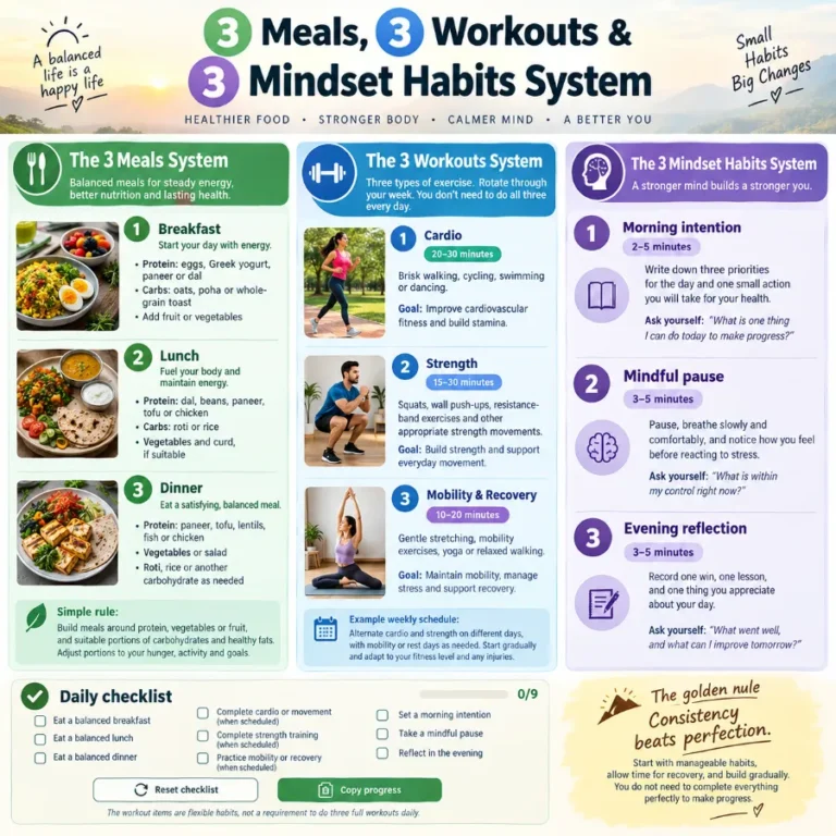 3 Meals, 3 Workouts, & 3 Mindset Habit